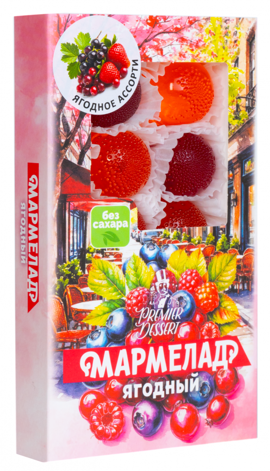  Мармелад Премиум Десерт ЯГОДНЫЙ (клюква, смородина,клубника) 200г в Чебаркуле