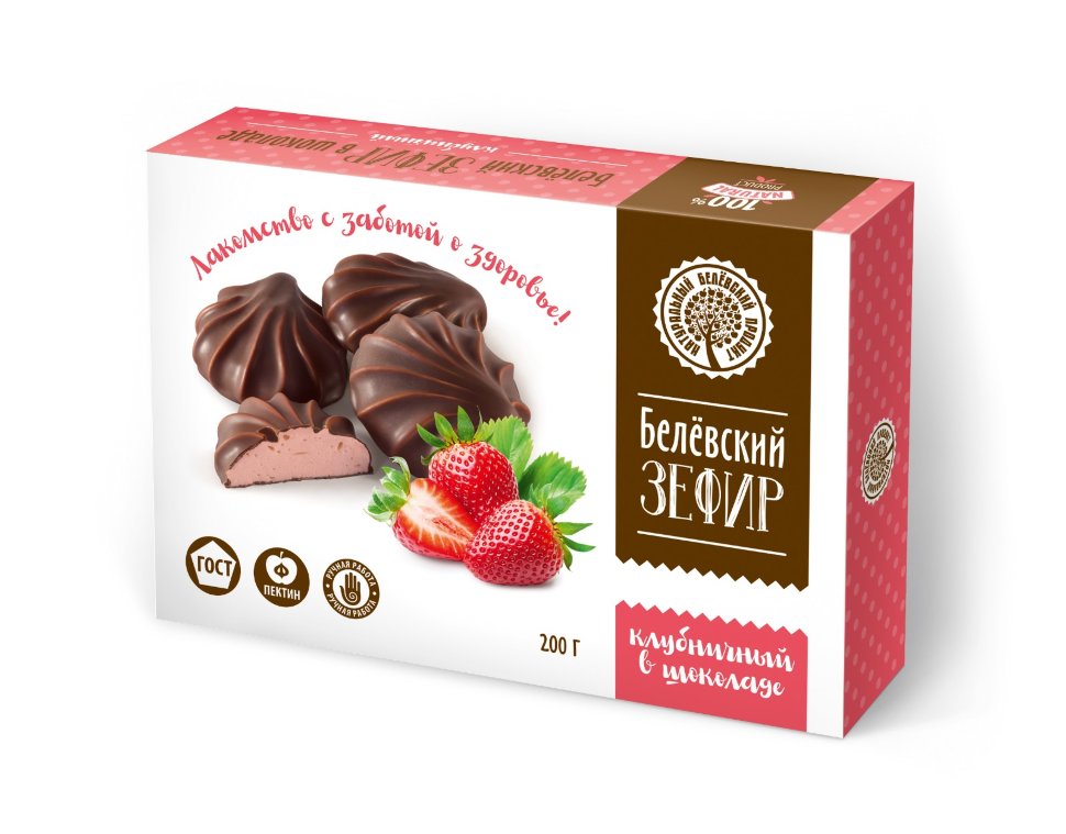   Зефир Белев 200г в шоколаде КЛУБНИЧНЫЙ      в Чебаркуле
