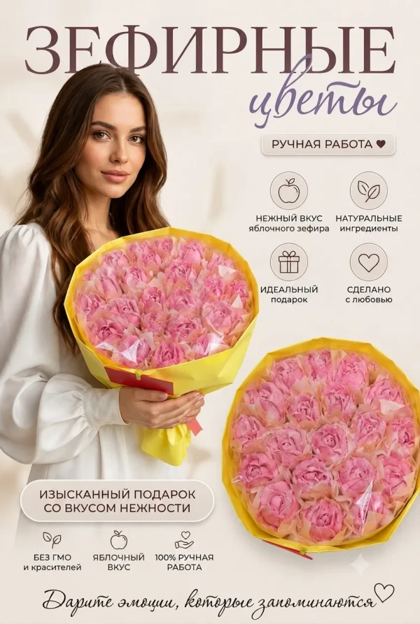 №1 Букет Зефирный Размер XL розовый,350г в Чебаркуле