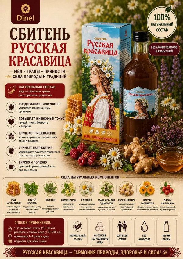№3 Сбитень Русская красавица, 250мл в Чебаркуле
