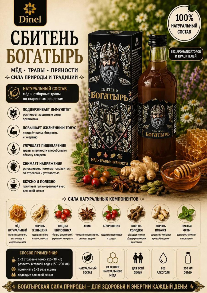  Сбитень Богатырь, 250мл  в Чебаркуле