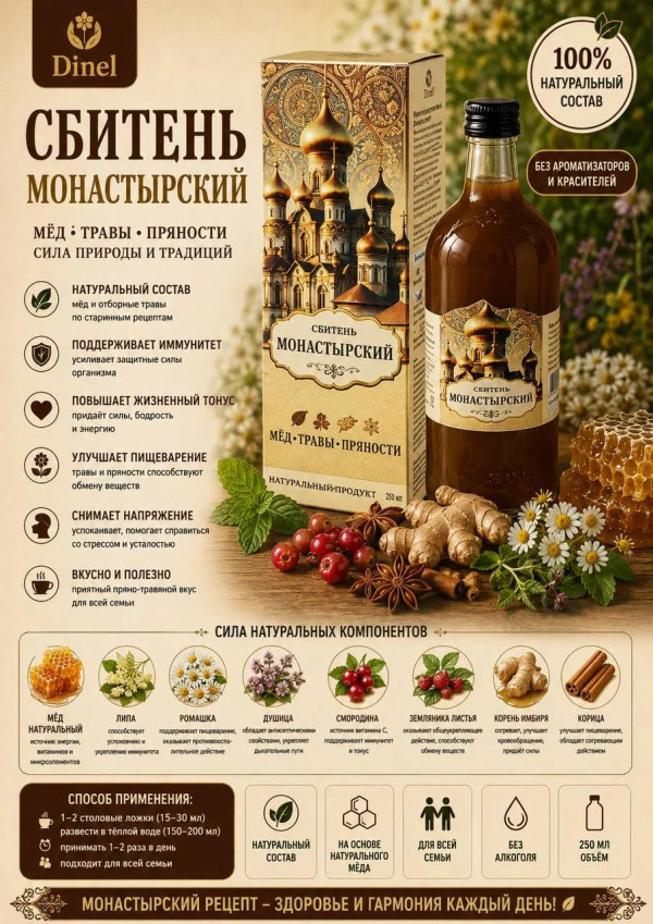 №3 Сбитень Монастырский, 250мл  в Чебаркуле