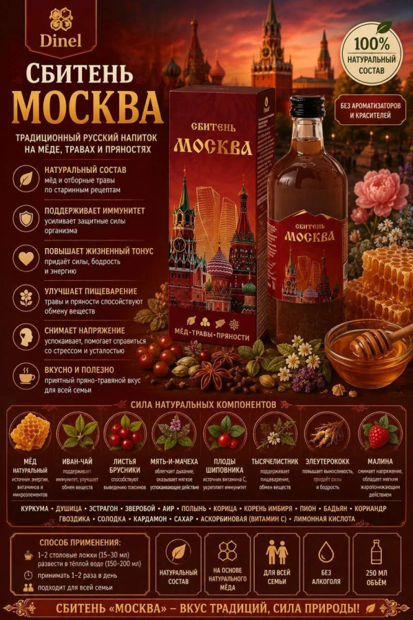 №3 Сбитень Москва, 250мл  в Чебаркуле